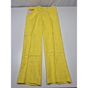 Inserch Dress Pants Mens 40x34 Yellow Linen Slim Fit Casual Summer Resort FLAW